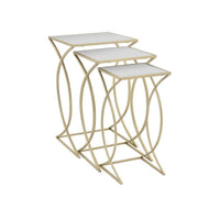 Rikki Plant Stand Table Set of 3, Curved Base, Modern Champagne Metal - BM312525