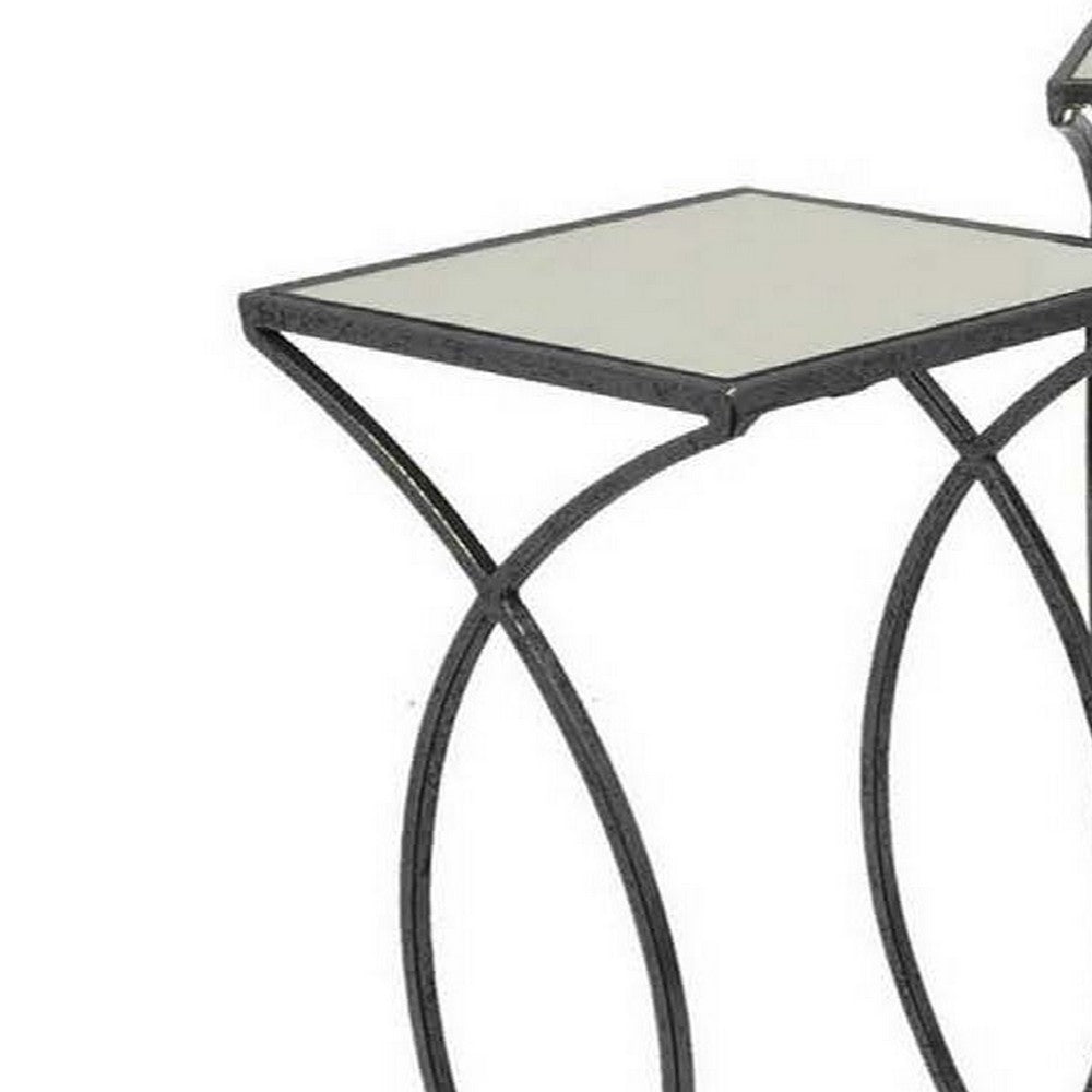 Rikki Plant Stand Table Set of 3, Curved Base, Modern Black Finished Metal - BM312526