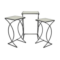 Rikki Plant Stand Table Set of 3, Curved Base, Modern Black Finished Metal - BM312526