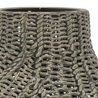 20 Inch Accent Vase with Mesh Like Design, Round, Gray Ceramic Finish - BM312528