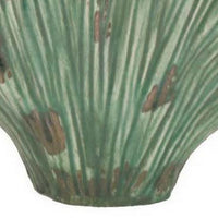 18 Inch Accent Vase, Intricate Kelp Design, Green Ceramic, Brown Accents - BM312529