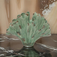 18 Inch Accent Vase, Intricate Kelp Design, Green Ceramic, Brown Accents - BM312529