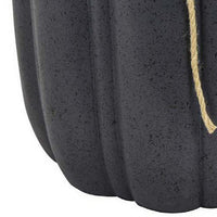 Rave 17 Inch Planter, Pumpkin Like Shape and Rope Details, Black Resin - BM312531