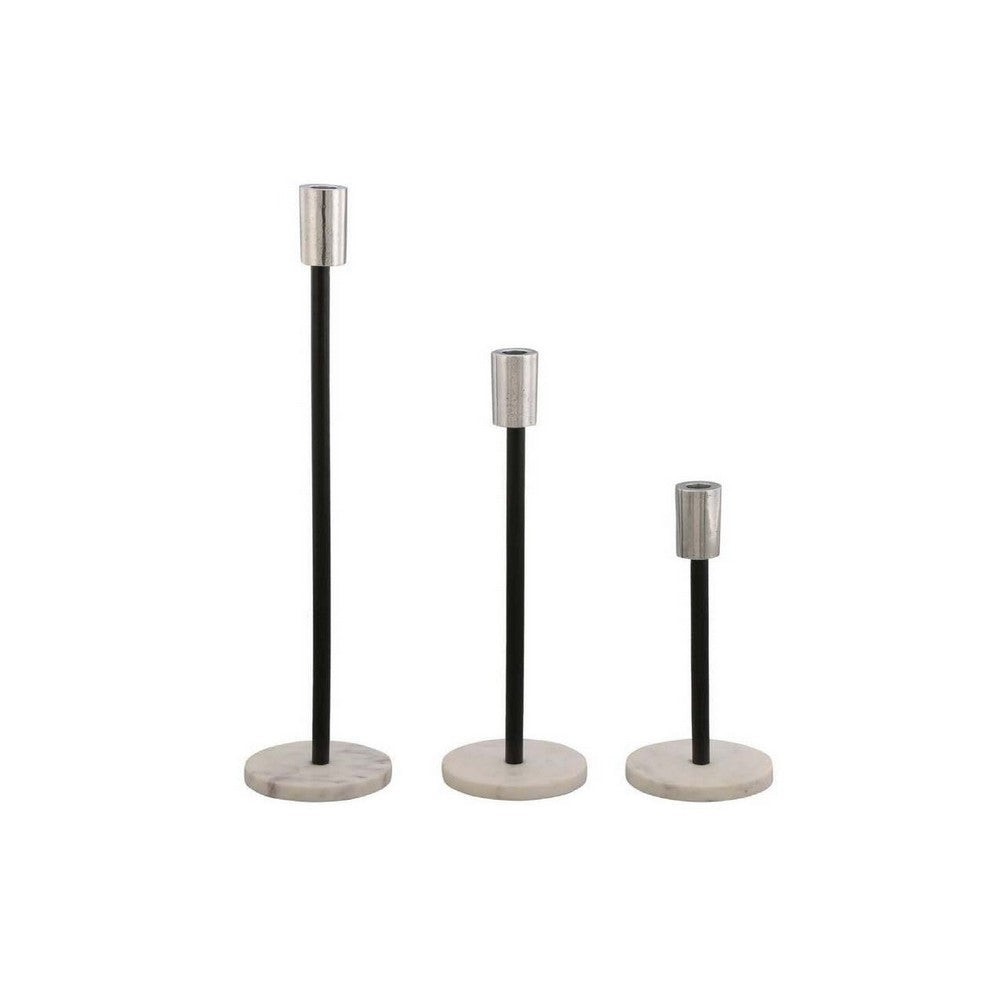 Ricco Tabletop Accent Decoration Set of 3, Black, Elegant Silver Metal - BM312538