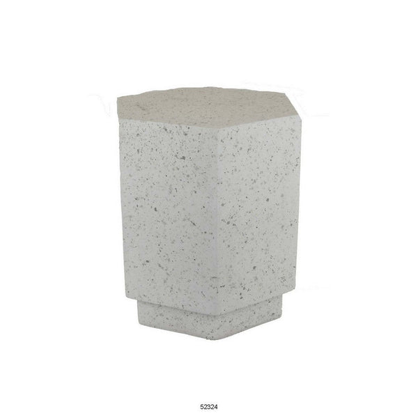 18 Inch Side End Table Garden Stool, Hexagon, Pebbled Texture, White Resin - BM312542