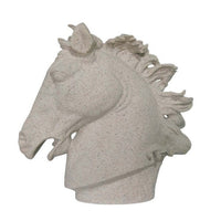 25 Inch Horse Head Figurine Statuette, Lifelike Design, White Resin - BM312544