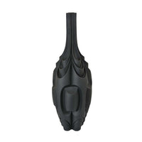 Helly 28 Inch Decorative Vase, Intricate Inset Details, Modern Black Resin - BM312550