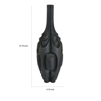 Helly 28 Inch Decorative Vase, Intricate Inset Details, Modern Black Resin - BM312550