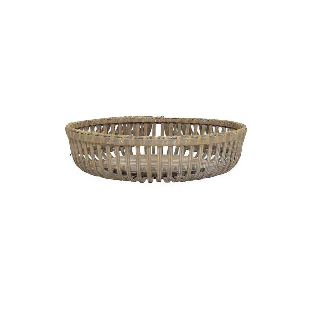 Set of 3 Decorative Baskets, Varying Sizes, Brown Natural Bamboo Fiber - BM312551