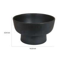 16 Inch Decorative Bowl with Pedestal Stand, Modern Style, Black Ceramic - BM312557