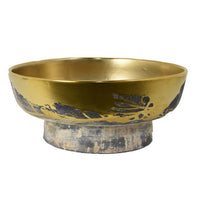 16 Inch Decorative Bowl, Distressed Gold Finish, Modern Aesthetic, Ceramic - BM312559