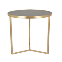 20 Inch Plant Stand Table, 3 Legged Metal Base, Gray Marble, Gold Finish - BM312575