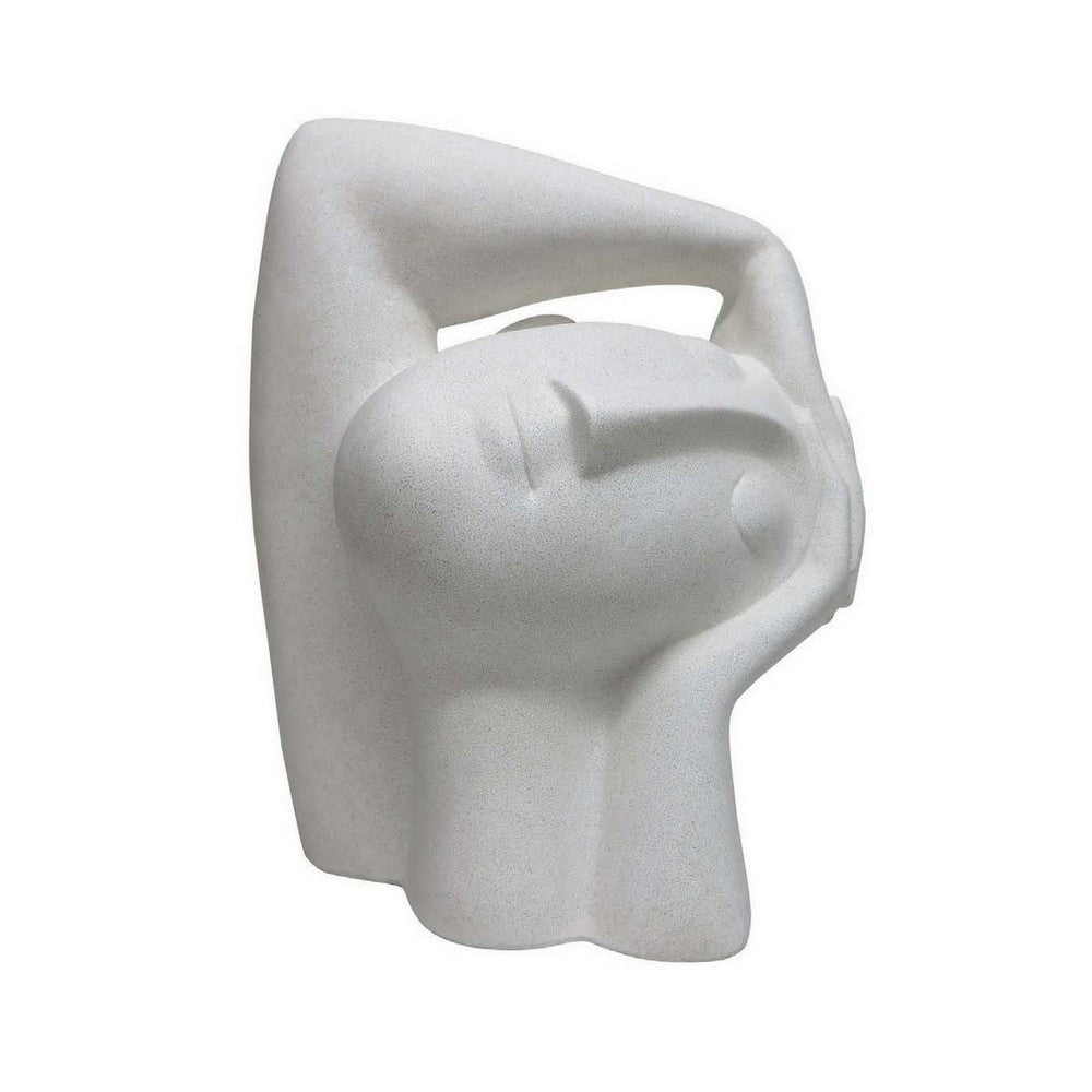 16 Inch Head Figurine Statuette, Contemporary Style White Resin Finish - BM312576