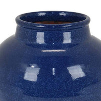 Venny 12 Inch Ceramic Flower Vase, Two Tone Antique Blue and Brown Finish - BM312586