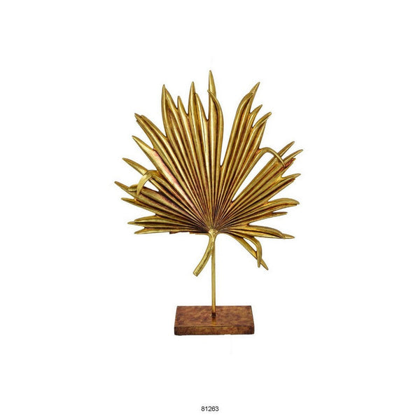 Menny 21 Inch Palm Leaf Resin Decorative Sculpture, Resin Copper Finish - BM312589