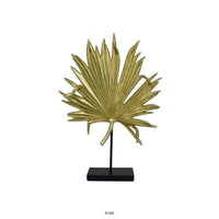 Menny 21 Inch Palm Leaf Resin Decorative Sculpture, Resin Gold Finish - BM312590