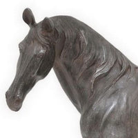 Fenny 16 Inch Standing Horse Statuette, Tabletop Figurine, Gray and Brown Resin - BM312607