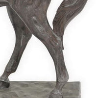 Fenny 16 Inch Standing Horse Statuette, Tabletop Figurine, Gray and Brown Resin - BM312607