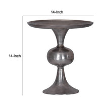 Ria 14 Inch Cake Stand, Solid Round Top, Pedestal Base, Silver Aluminum - BM312609