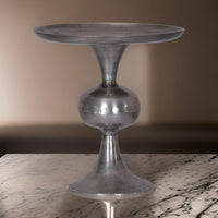 Ria 14 Inch Cake Stand, Solid Round Top, Pedestal Base, Silver Aluminum - BM312609