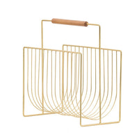 Raina 15 Inch Decorative Magazine Rack, Curved Stack, Gold Finished Iron - BM312616