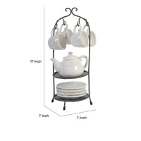 Zoya 10 Piece Tea Kettle and Cups Set with Metal Stand, White Porcelain - BM312619