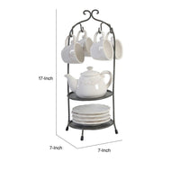 Zoya 10 Piece Tea Kettle and Cups Set with Metal Stand, White Porcelain - BM312619