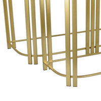 Set of 2 Accent Nesting Tables, Marble Top, Sleek Modern Gold Metal Frame - BM312631