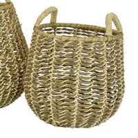 Set of 2 Decorative Storage Baskets, Woven Construction, 2 Handles, Brown - BM312641