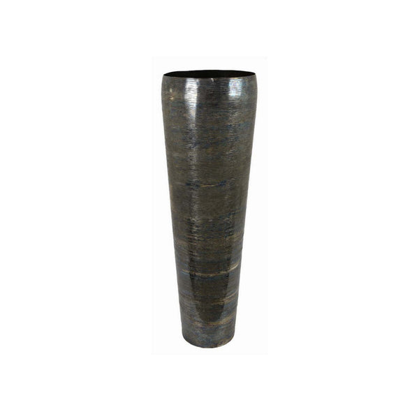 32 Inch Metal Vase, Tumbler Shape, Narrow Base, Multicolored Glossy Finish - BM312651