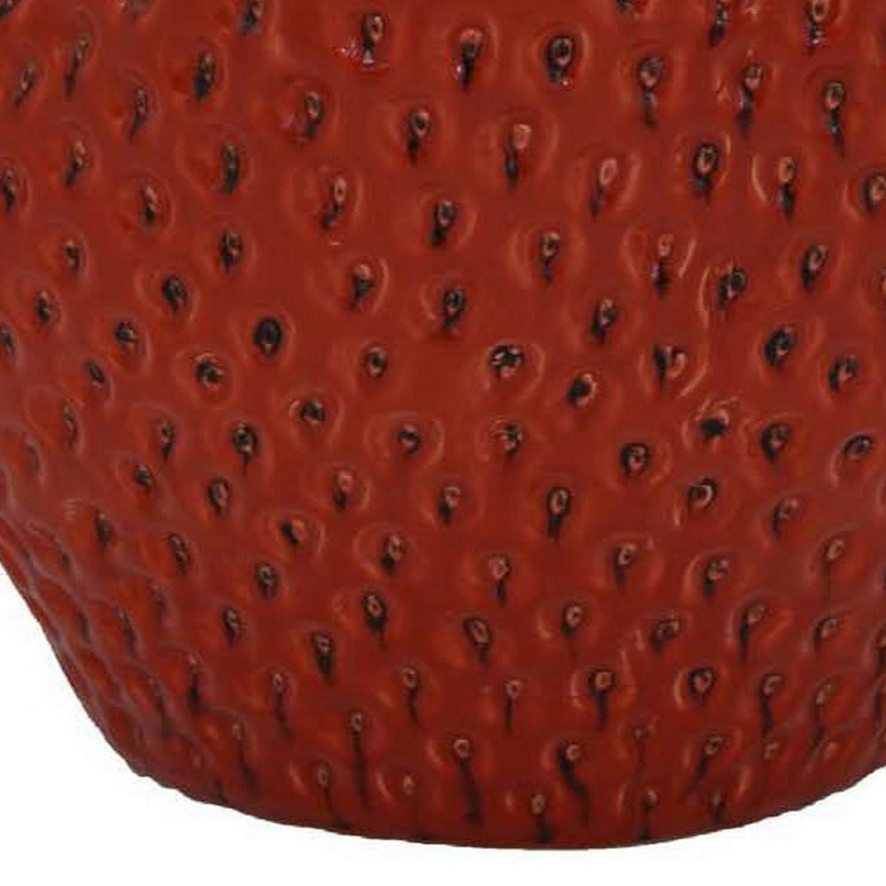 Oriha 18 Inch Plant Stand Garden Stool, Strawberry, Dotted, Red Ceramic - BM312663