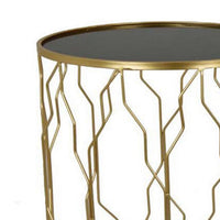 Kiko Accent Table Set of 2, Round Top, Unique Modern Shape, Gold Metal - BM312667