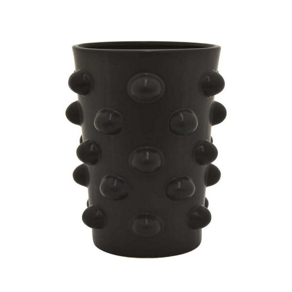 15 Inch Flower Vase, 3D Bubble Pattern, Ceramic Container, Black Finish - BM312705