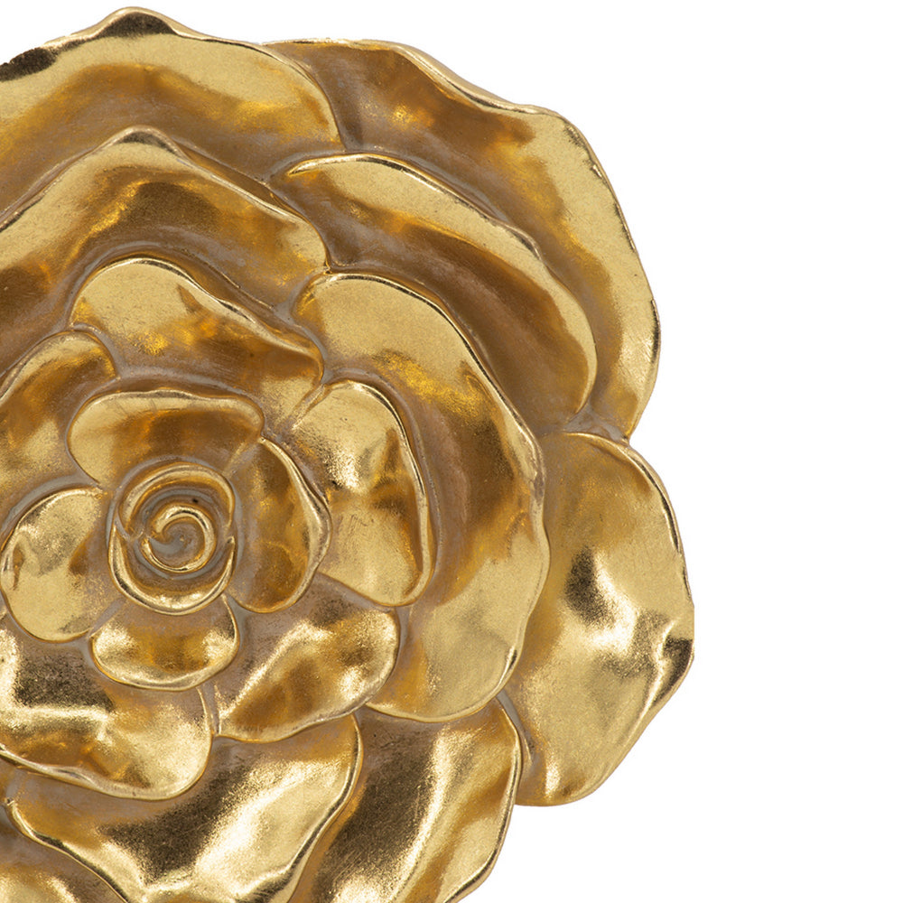 Dazzle 7, 8 Inch Rose Wall Accent, 3 Dimensional, Set of 2, Gold Resin - BM312724