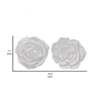 Dazzle 7, 8 Inch Rose Hanging Wall Accent Set of 2, White Resin 3 Dimensional - BM312726