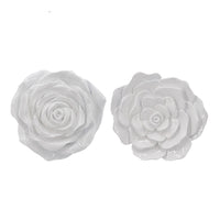 Dazzle 7, 8 Inch Rose Hanging Wall Accent Set of 2, White Resin 3 Dimensional - BM312726