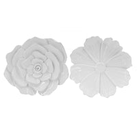 Dazzle 11, 12 Inch Floral Wall Accent Set of 2, White Resin 3 Dimensional - BM312727