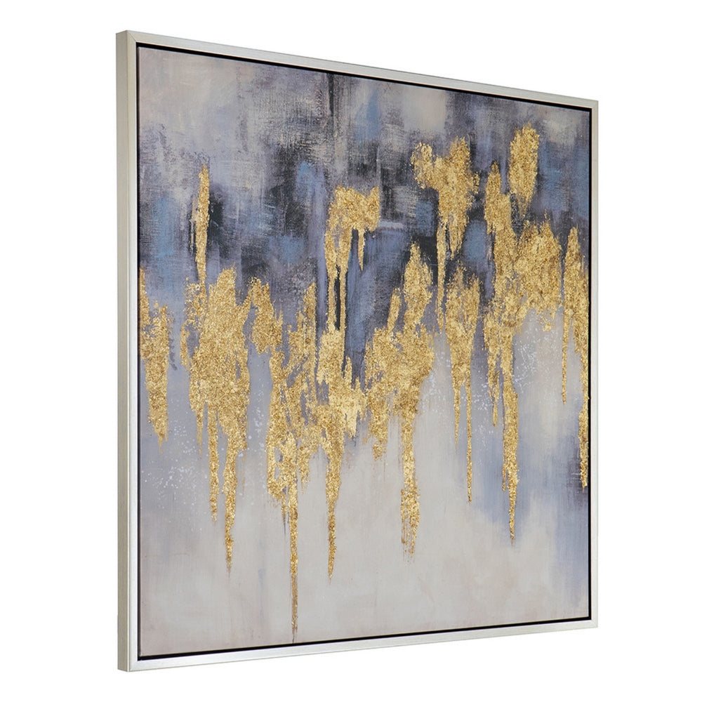 39 x 39 Framed Oil Painting, Gold Flakes, Square Polyester Canvas, Abstract - BM312731