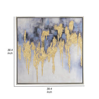 39 x 39 Framed Oil Painting, Gold Flakes, Square Polyester Canvas, Abstract - BM312731