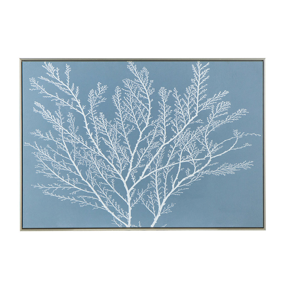 28 x 39  Hanging Wall Art Decor, Rectangular White Tree Design, Blue Canvas - BM312733