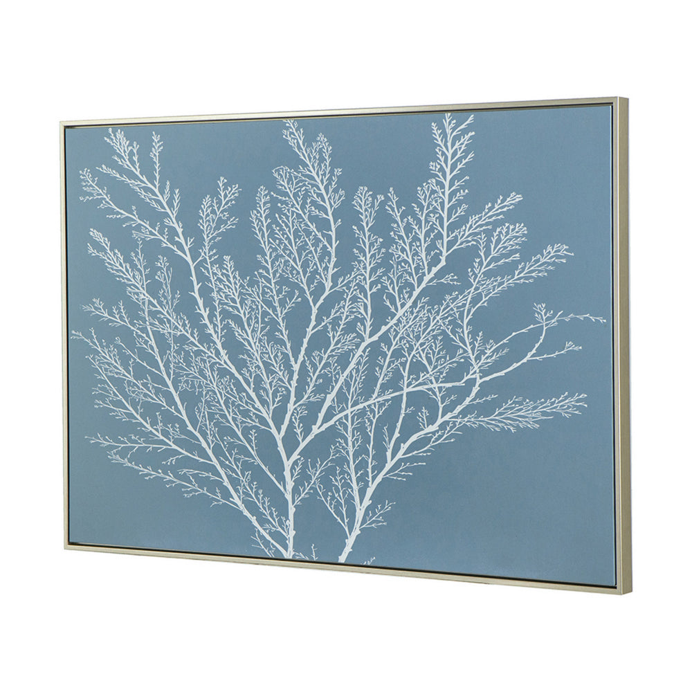 28 x 39  Hanging Wall Art Decor, Rectangular White Tree Design, Blue Canvas - BM312733