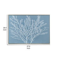 28 x 39  Hanging Wall Art Decor, Rectangular White Tree Design, Blue Canvas - BM312733