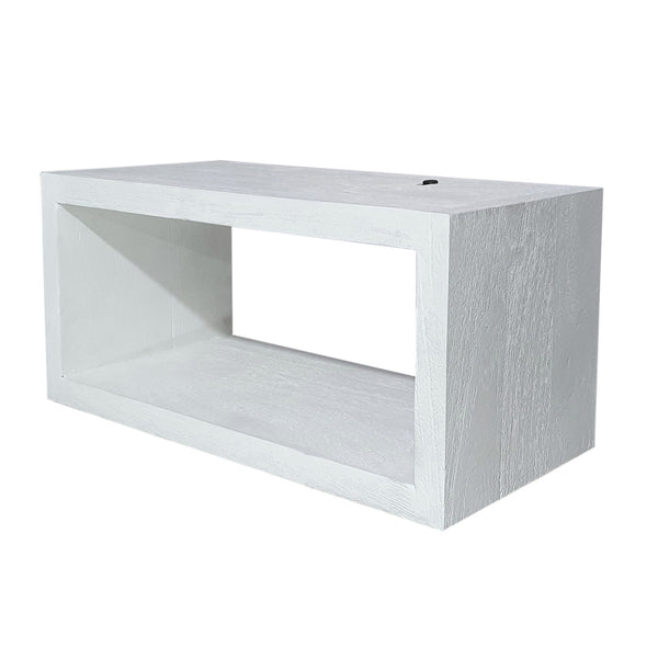 18 Inch Rectangular Wall Shelf, Acacia Wood Frame, White Washed Finish - BM312734