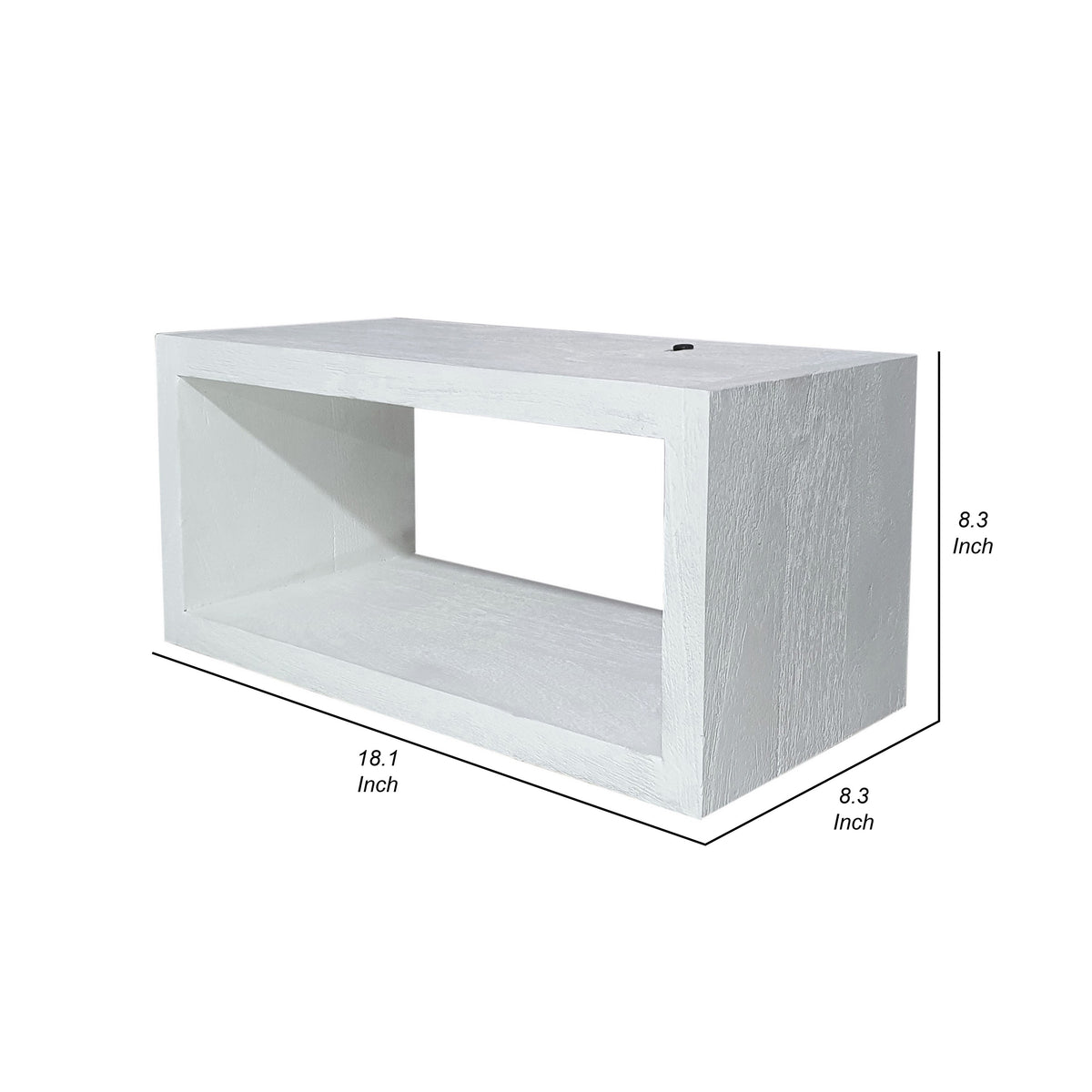 18 Inch Rectangular Wall Shelf, Acacia Wood Frame, White Washed Finish - BM312734