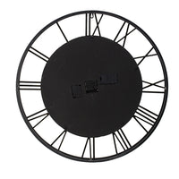 28 Inch Hanging Wall Clock, Round Gear Design, Gold and Black Iron Frame - BM312735