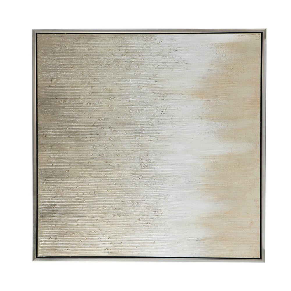 39 x 39 Hand Painted Wall Art,  Polyester Canvas, Wood, White and Gold - BM312736