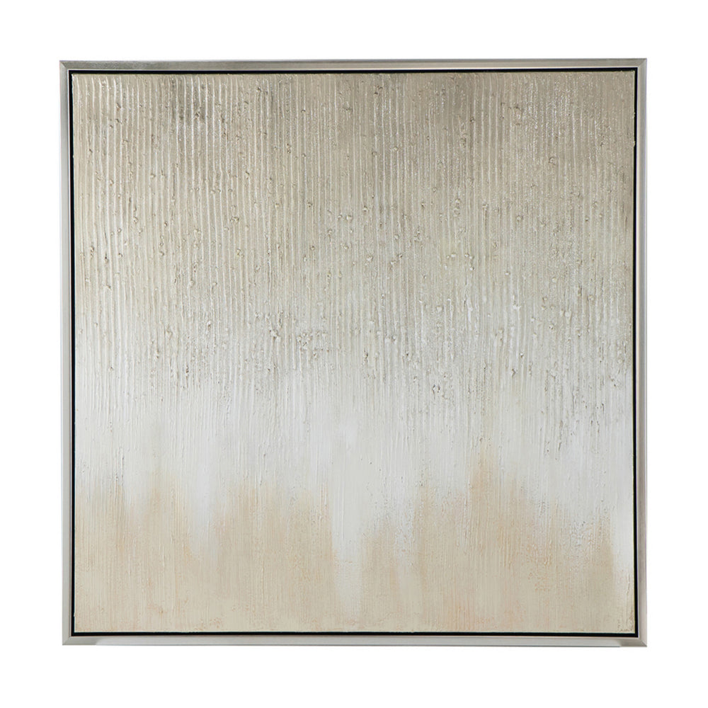 39 x 39 Hand Painted Wall Art,  Polyester Canvas, Wood, White and Gold - BM312736