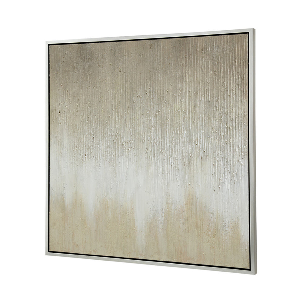 39 x 39 Hand Painted Wall Art,  Polyester Canvas, Wood, White and Gold - BM312736