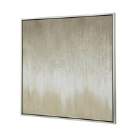 39 x 39 Hand Painted Wall Art,  Polyester Canvas, Wood, White and Gold - BM312736