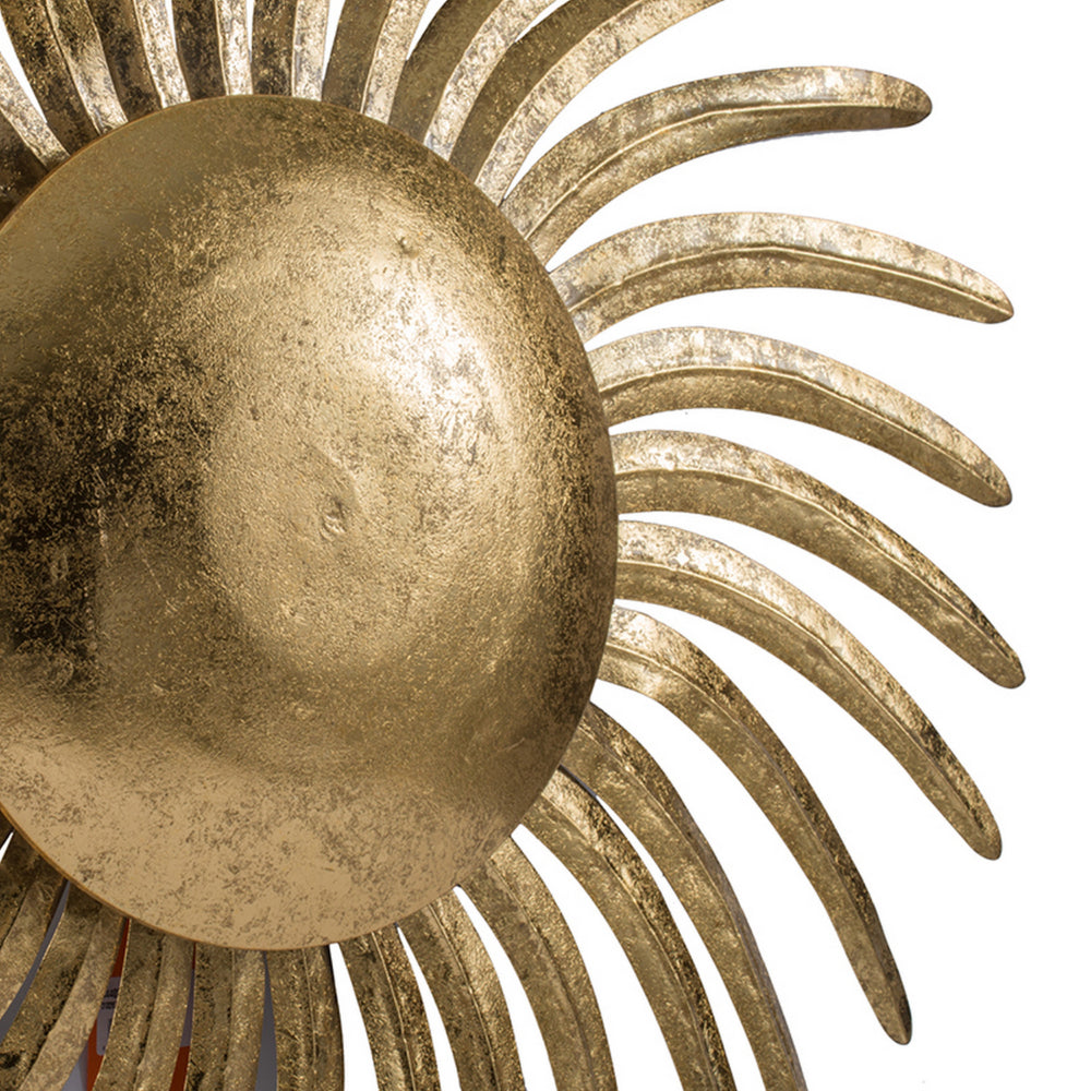 32 Inch Sunburst Wall Art Decor, Large Spiral Shape Iron Frame, Gold Finish - BM312738